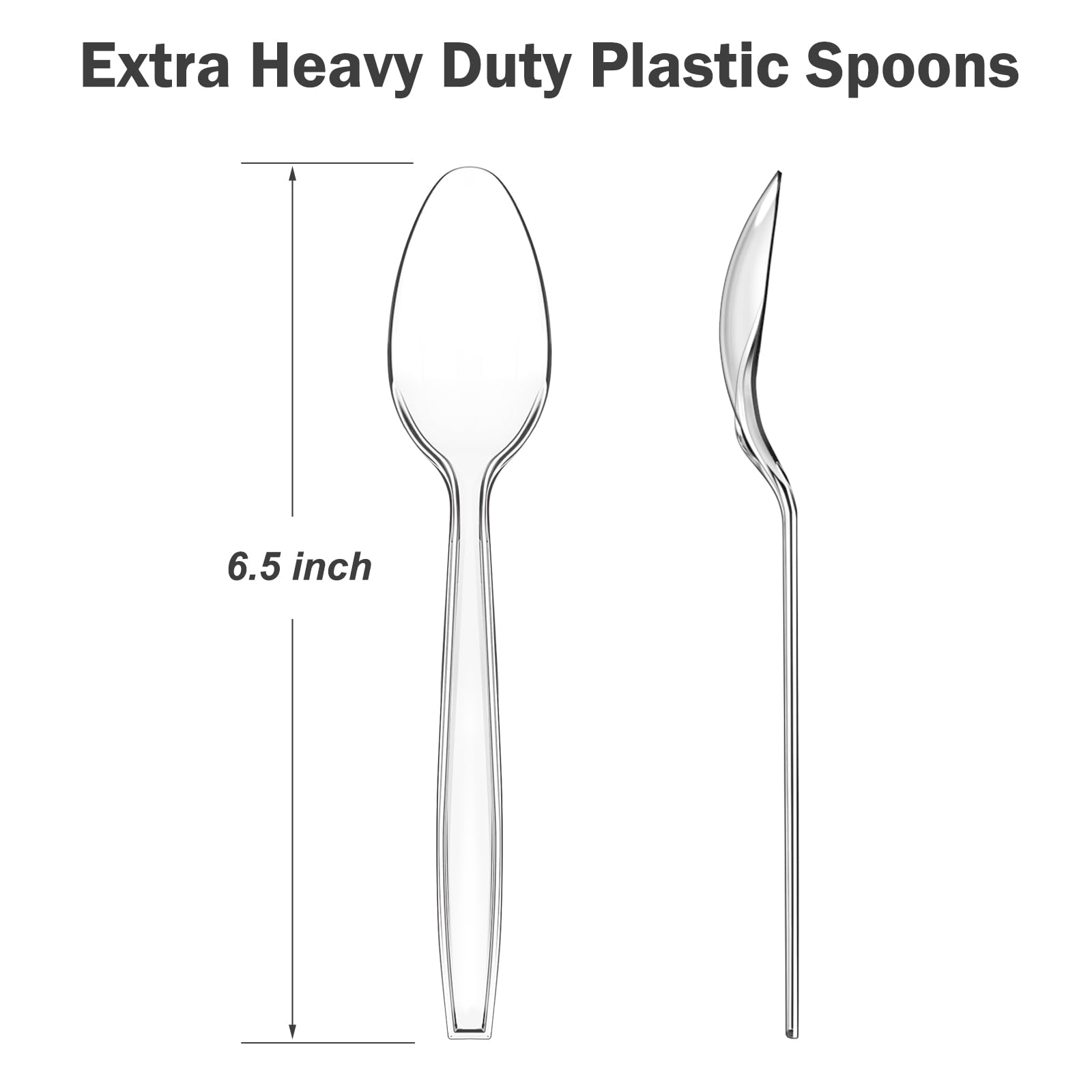 Dealusy 300 Count Clear Plastic Spoons Disposable, BPA-Free, Heat Resistant, Solid and Durable Disposable Spoons Heavy Duty Bulk, Premium Spoons