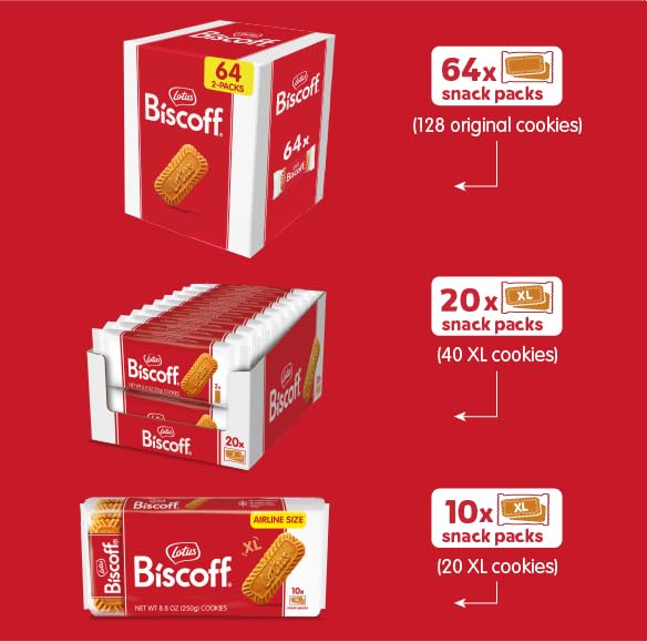 Lotus Biscoff Cookies, Caramelized Biscuit Cookie Snack, 128 Cookies, Vegan, (64 Count of 2 Pack)