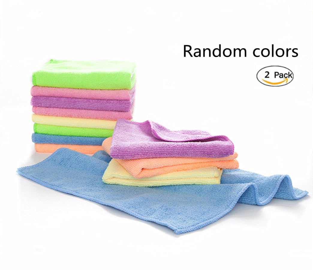 YSLON Rubber Cleaning Gloves Kitchen Dishwashing Glove 2-Pairs And Cleaning Cloth 2-Pack,Waterproof Reuseable.(Small)
