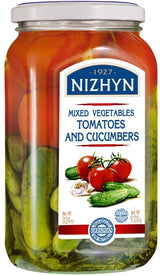 Nezhin Marinated Pickled Cucumber and Tomato Mix, Flavorful, No Added Preservatives, 920 gram Pack of 1