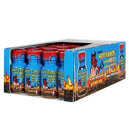 ASS KICKIN' Hot Sauce From Hell Premium Hot Sauce Bottles Gourmet Gift Set Travel Size - .75 oz 24 Pack - Try if you Dare! - Made with Habanero
