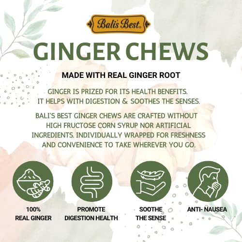 Bali's Best Ginger Chews, Soothing Turmeric Flavor, 1 Pound Jar, Individually Wrapped Soft Candy, Made with 100% Real Ginger, Digestive Health