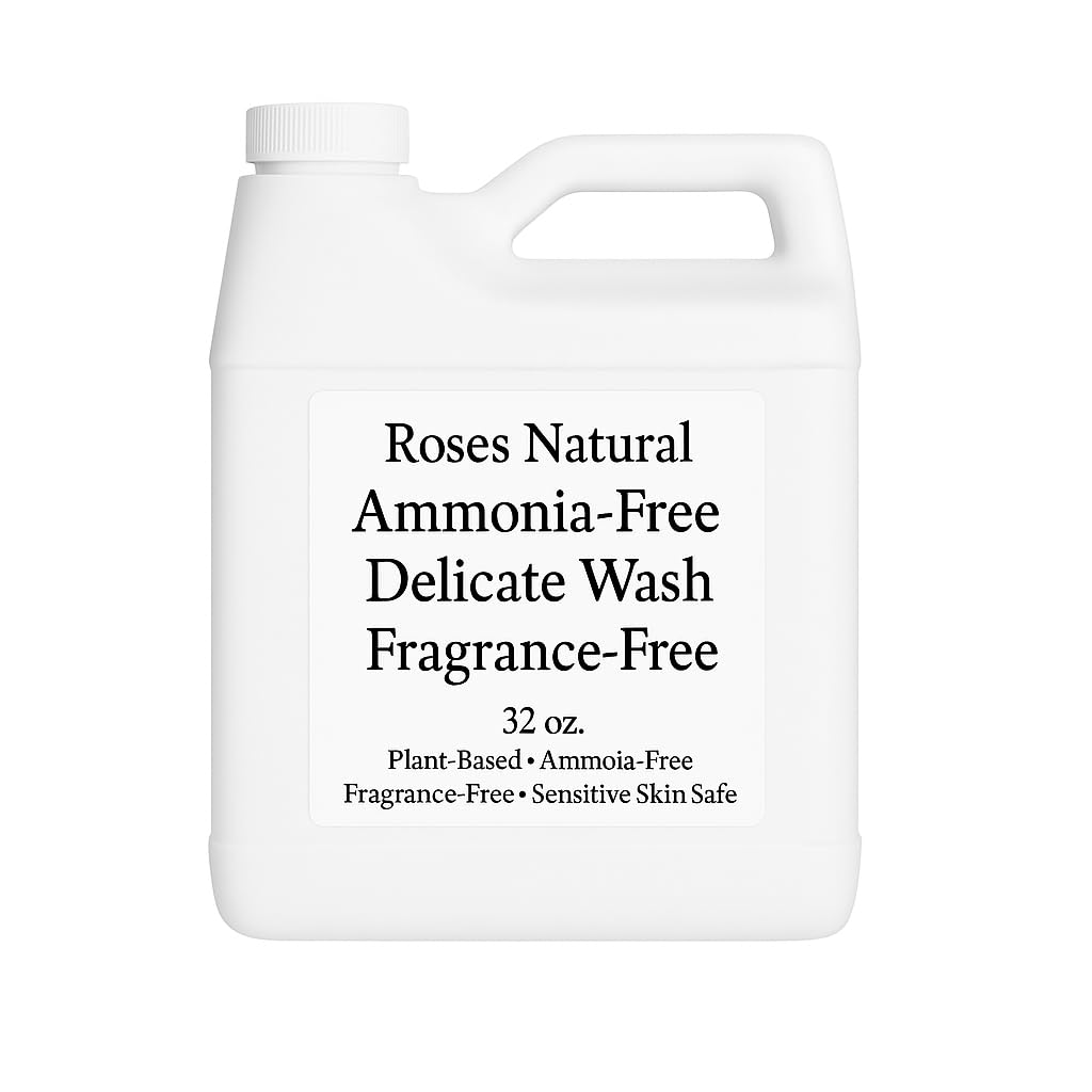 Ammonia-Free Delicate Wash, Fragrance-Free, 32 oz, Plant-based, PH Neutral, Double Concentrated, Unscented, Hypoallergenic, Lingerie, Wool, Cashmere