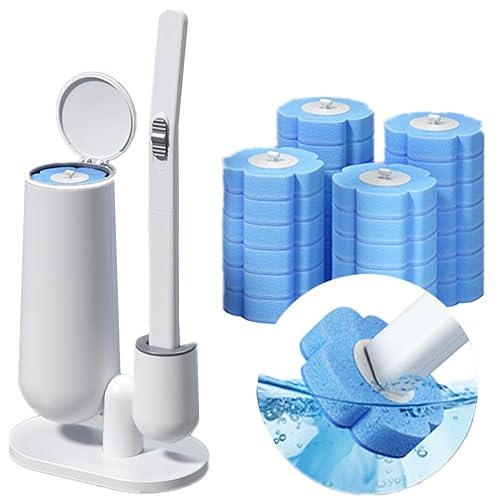 Disposable Toilet Brush with 24PCS Cleaner Refills, Bathroom Bowl Wand Holder Set for Sink Bathtub Wash Basin Mop Pool (Toilet Cleaning Kit)