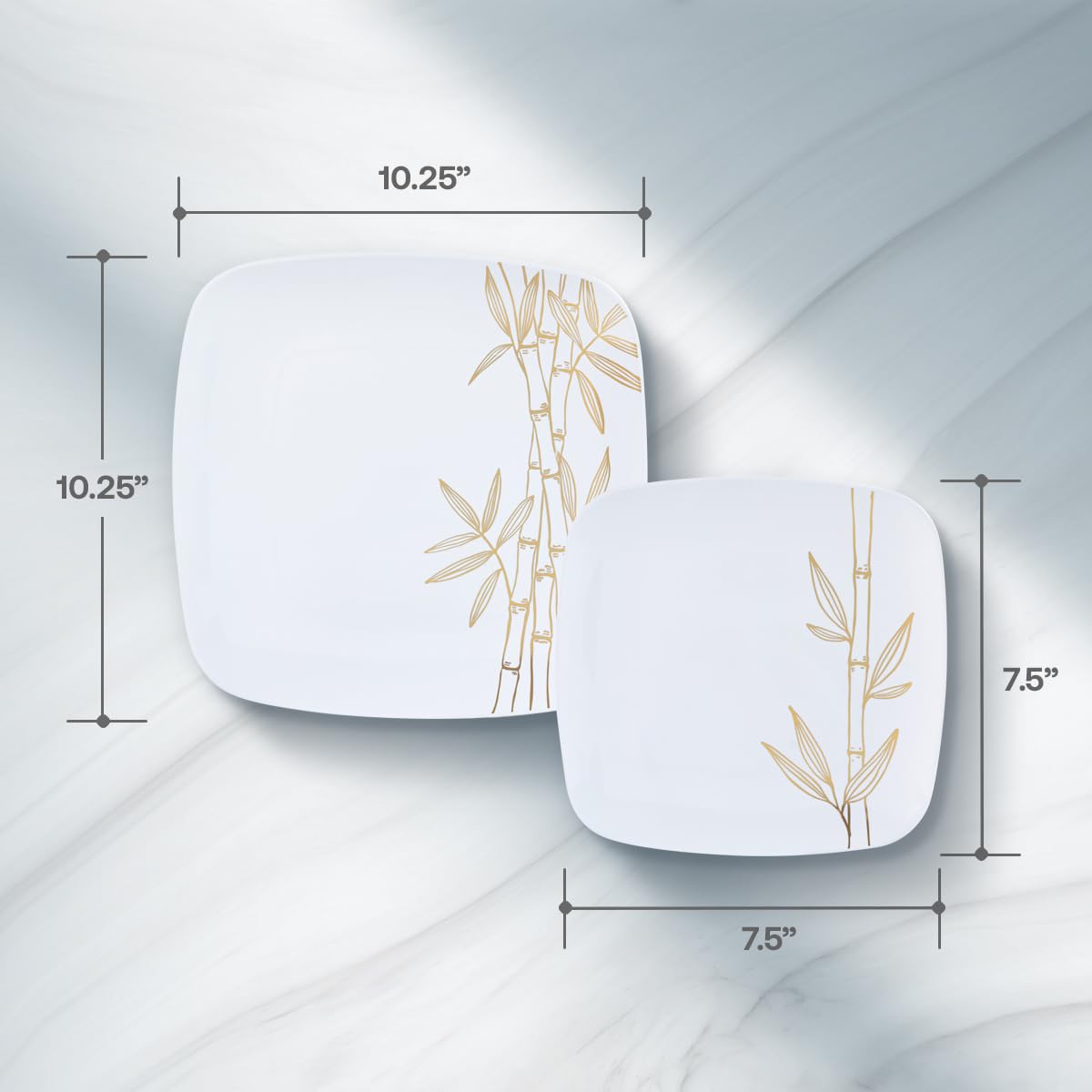 Dining Collection Party Plastic Plates - Bamboo Square - 32 Count- Elegant Premium Durable Combo Pack for Versatile Celebrations (7.5”, 10.25”) 16