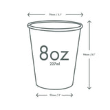 Vegware Compostable Disposable 8oz Coffee Cups, Case of 1000, Single Wall Kraft Hot Paper Cup, Lined, Sustainable Board With a Plant Based PLA Lining