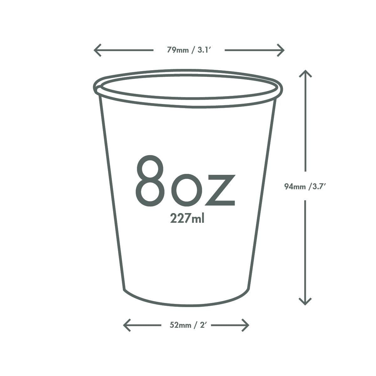 Vegware Compostable Disposable 8oz Coffee Cups, Case of 1000, Single Wall Kraft Hot Paper Cup, Lined, Sustainable Board With a Plant Based PLA Lining