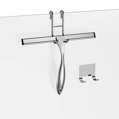 Shower Squeegee and Window Squeegee, Stainless Steel, 100% Streak-Free, Cleaner for Bathroom Showers Glass Doors, Home Mirrors, Car Windows Wiper