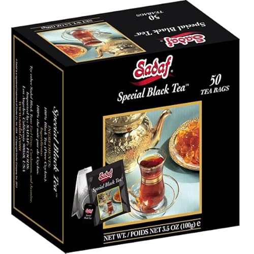 Sadaf Special Black Tea Bags - Pure Ceylon Black Tea - Product harvested in Sry Lanka - Kosher - 50 Bags