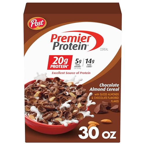 Premier Protein Chocolate Almond Cereal with Sliced Almonds, 30 oz Box