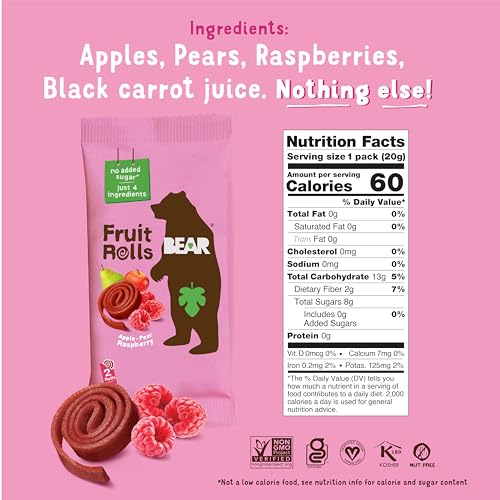 BEAR Raspberry Fruit Yo Yo's 5 Count, .7 OZ