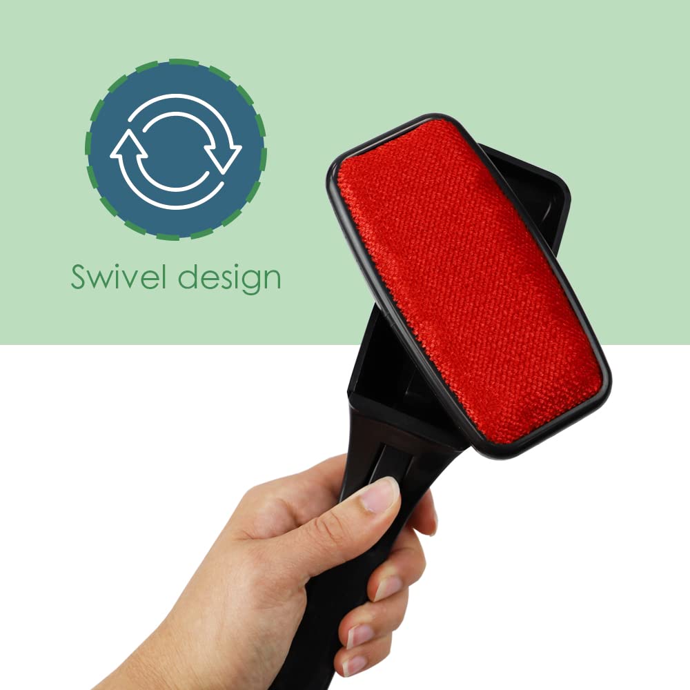 Lint Remover for Pet Hair by Home Basics: Swiveling Lint Brushes for Clothes and Furniture | Plastic Garment Brush (Red)
