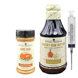 Gourmet Warehouse Savory Rum Butter Injectable Marinade andBird Rub Spice, 16 ozs - No MSG, No HFCS
