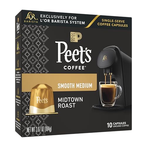 L'OR Barista Coffee Pods, 10 Count Peet's Midtown, Single-Serve Aluminum Capsules Compatible with the L'OR BARISTA System, 10 Count (Pack of 1)