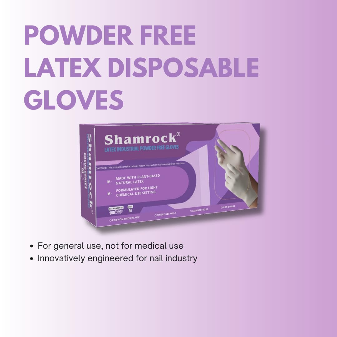 Shamrock Shamock 60603 Series Latex Non-Medical Powder Free Gloves, Large, Manicure, Pedicure, Food Handling, Cleaning (Pack of 100)