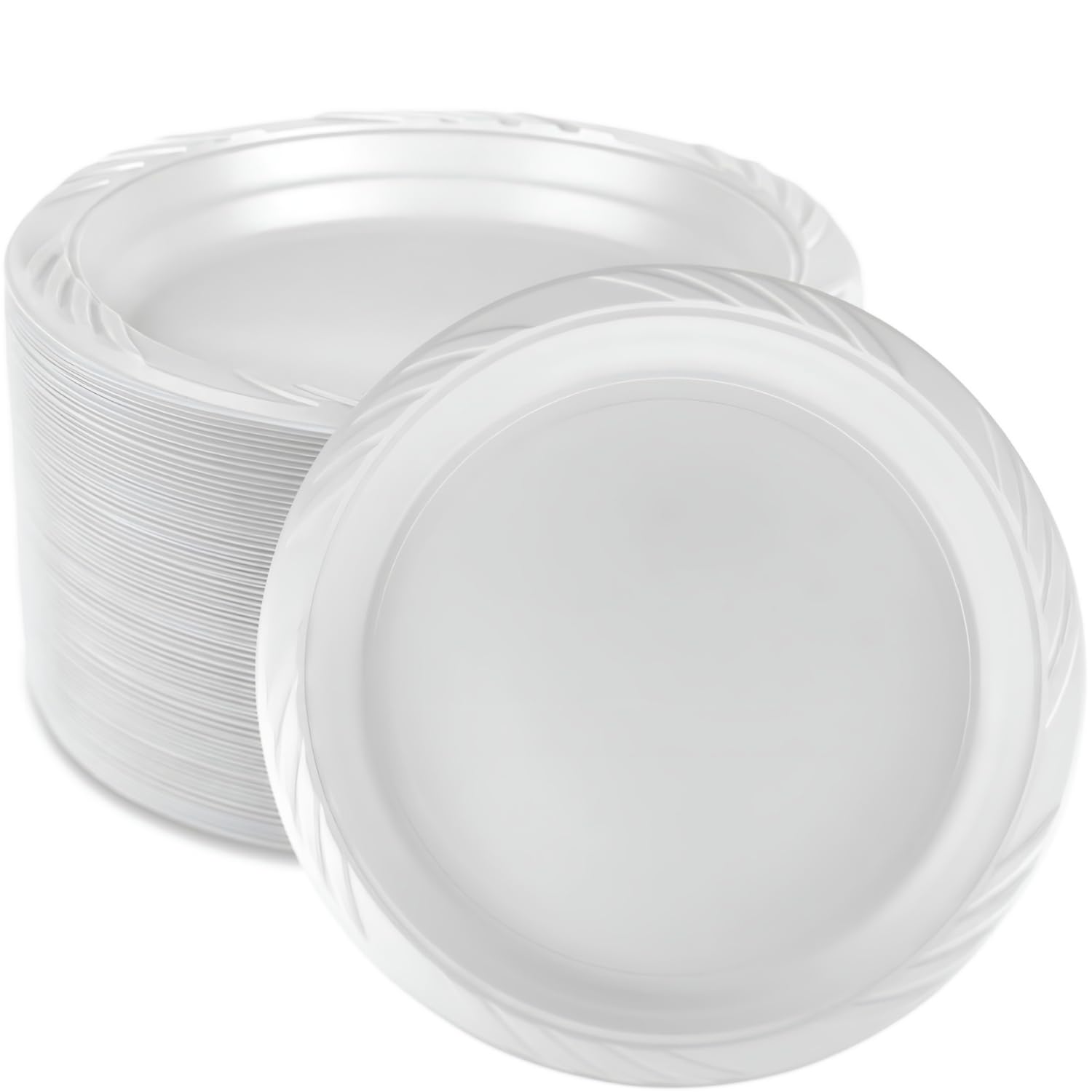 Blue Sky 100 Count Disposable Plastic Plates, 9-Inch, White