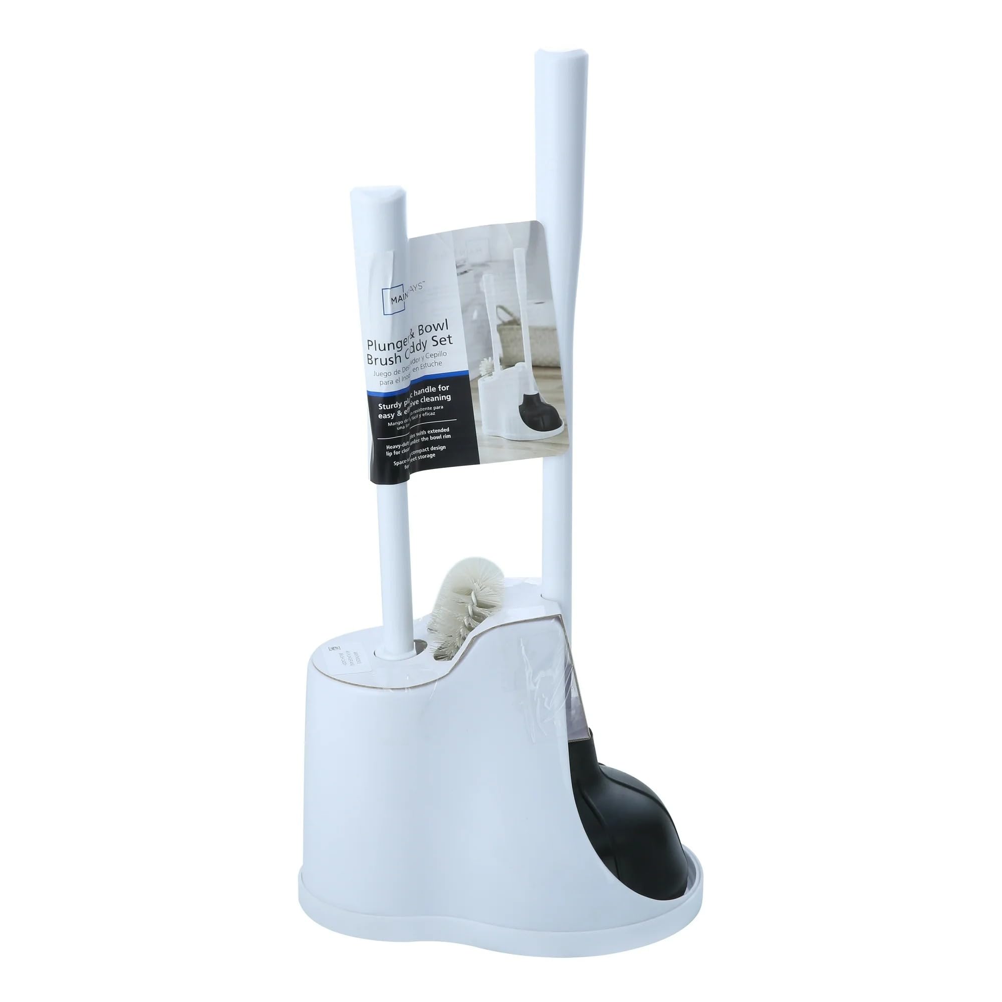 Toilet Plunger and Brush Set with Holder, 2-in-1 Heavy Duty Toilet Plunger & Durable Bowl Brush Combo, Bathroom Cleaning Kit with Modern Caddy Stand