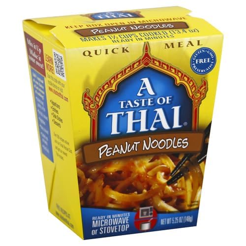 A Taste of Thai Peanut Noodles - 5.25oz Single Pack Heat & Eat Instant Noodles Flavored with Classic Thai Sauce | Gluten-Free | Ideal Vegan Meal |