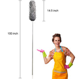 HAINANSTRY Microfiber Duster with Extension Pole, Extension Pole 30 to 100 Inches,Extendable Dusters for Cleaning Blinds/Cobweb/Furniture/Roof