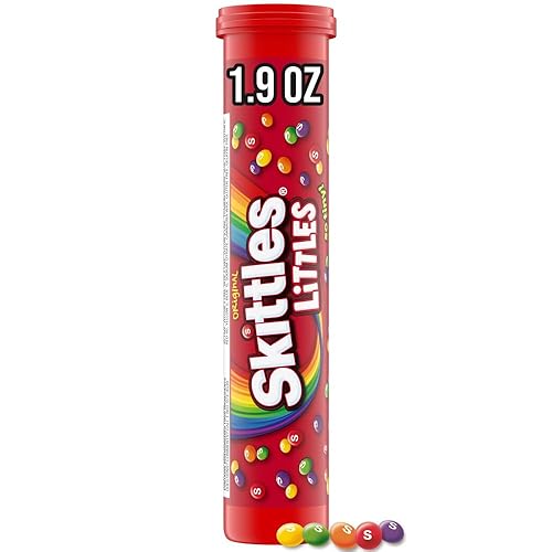 SKITTLES Littles Original Chewy Candy Mega Tube Resealable On the Go Treat for Road Trips, Lunch Treat, Movie Night Snack , Share Size, 1.9 oz Tube