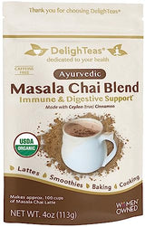 DelighTeas Organic Masala Chai Powder | Caffeine free, Unsweetened, Vegan, Keto | Ayurvedic Digestive Support blend for Chai Spice Tea | 100 Servings