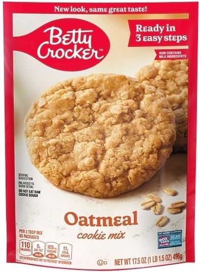 Betty Crocker Cookie Mix Variety, Chocolate Chip, Oatmeal, Peanut Butter, Double Chocolate Chunk, and Sugar Cookie, 17.5 Ounce (Pack of 5) - with Make Your Day Bag Clip