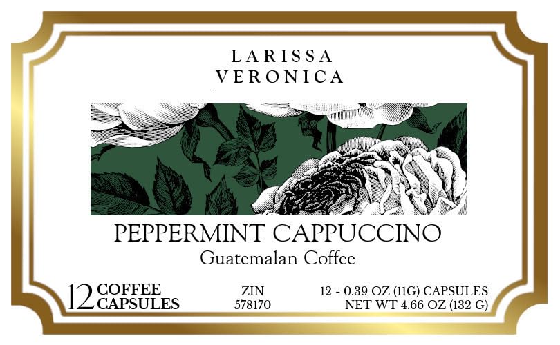 Peppermint Cappuccino Guatemalan Coffee (Single Serve K-Cup Pods) (Gourmet, Naturally Flavored, Whole Coffee Beans) (12 pods, ZIN: 578170)