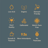 Healthy Bean Organic Low Acid Coffee Beans - USDA Organic Mold-Free, Superfood Infused, Clean and Healthy - Low Acid for Sensitive Stomachs