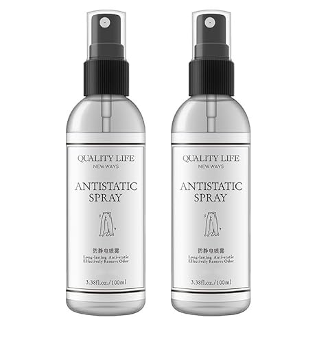 2 Bottles Static Shield Spray Reduce Static in Clothes and Hair Anti-Frizz Flat Crease Less Static