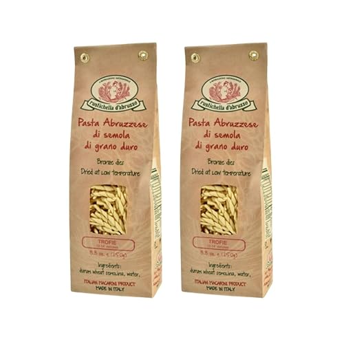 Rustichella d'Abruzzo Trofie Pasta, Authentic Italian Durum Wheat Semolina, Traditional Ligurian Shape for Pesto, Soups & Cold Dishes, Classic Small