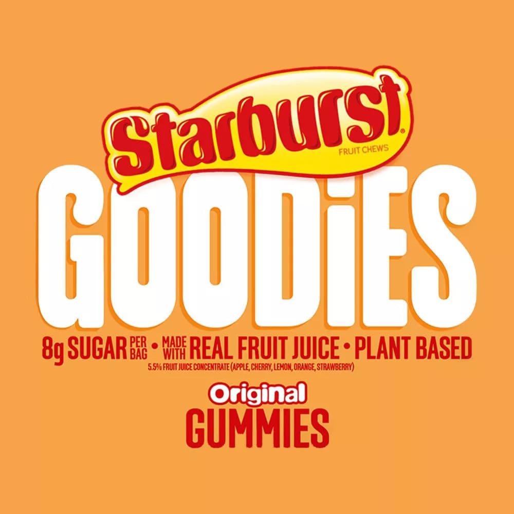 STARBURST GOODIES Original Low Sugar Plant-Based Fruit Gummy Candy, 1.8 Oz Bags