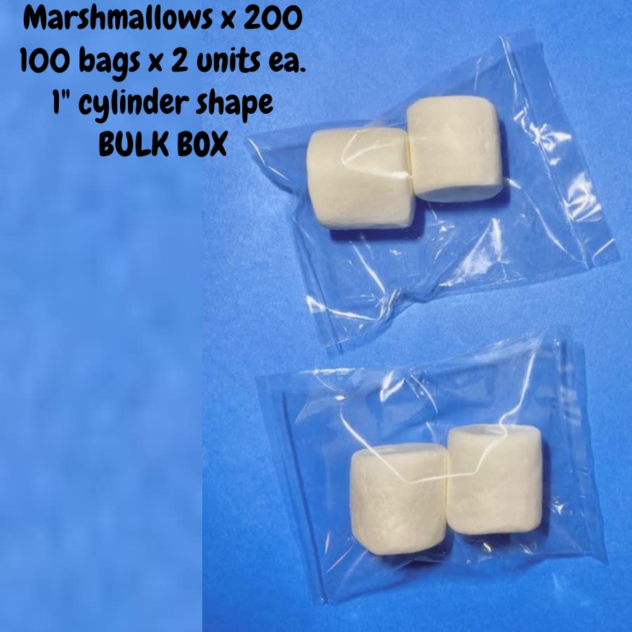 Individually Wrapped Marshmallows | 100x2 sets = 200 units (BULK Box) | 1" cylinder shape | Great for gatherings, camping, fire pits, birthday