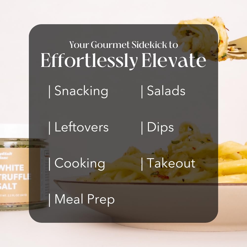 Truffle Salt Blend with Extra White Truffle, Chives, Red Pepper Flakes, Aleppo Pepper, Sea Salt- SydSalt White Truffle Salt - Elevate Popcorn, Eggs