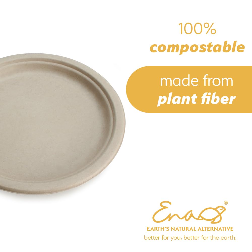 100% Compostable Disposable Paper Plates Bulk [7" 240 Pack], Bamboo Plates, Eco Friendly, Biodegradable, Sturdy Small Dessert Party Plates