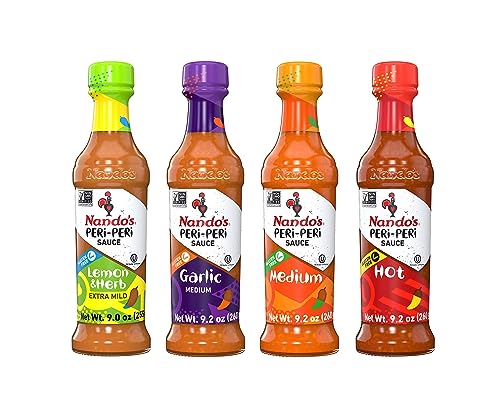Nando's PERi-PERi Hot Sauce Variety Gift Pack - Medium, Hot, Garlic, Lemon & Herb Piri Piri Sauces | Flavorful Hot Sauce Gift Set Box | Great as Wing