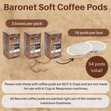 Baronet Coffee Pods [Cinnamon Hazelnut-54 Pods] Flavored Single Cup Use, Like Senseo [3 Boxes of 18 Single Serve 10 Gram] Regular Strength, Medium