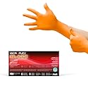 Ansell Microflex Blaze N48 7mil Disposable Nitrile Gloves w/Extended Cuff for Automotive, Oil, Mining - Small, Orange (Pack of 100)