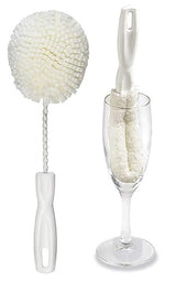 Set of 2 Crystal Stemware & Goblet Glass Cleaning Brush Kit - Non-Scratch Foam Wine Glass Brushes for Washing Glasses, Decanter, Mug, Stemware