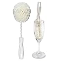 Set of 2 Crystal Stemware & Goblet Glass Cleaning Brush Kit - Non-Scratch Foam Wine Glass Brushes for Washing Glasses, Decanter, Mug, Stemware