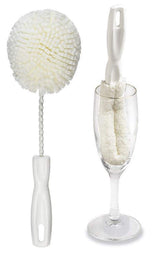 Set of 2 Crystal Stemware & Goblet Glass Cleaning Brush Kit - Non-Scratch Foam Wine Glass Brushes for Washing Glasses, Decanter, Mug, Stemware