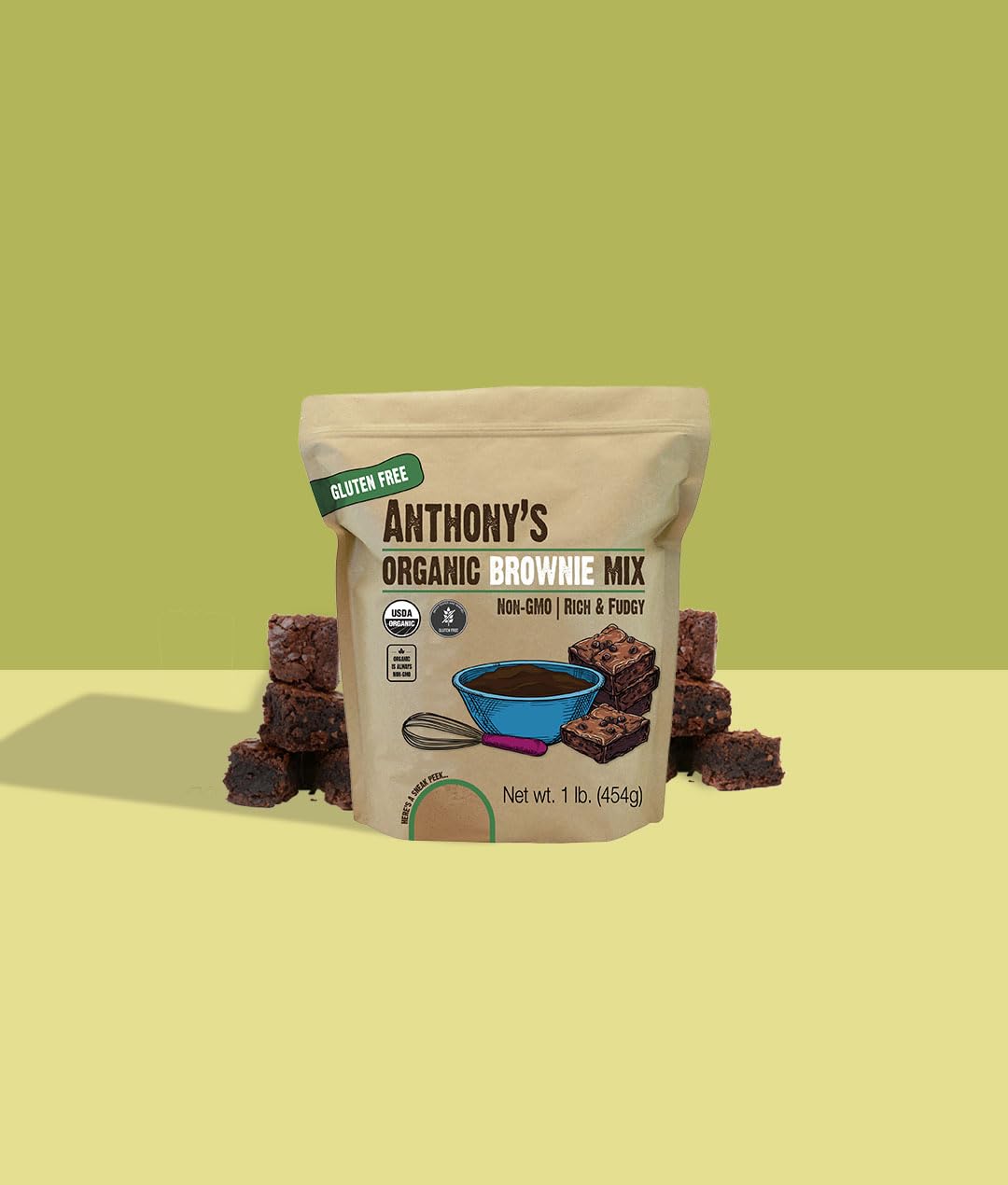 Anthony's Organic Brownie Mix,1 lb, Gluten Free, Dairy Free, Non GMO, Rich & Fudgy