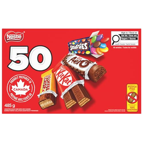 Christmas Chocolate Candy Gift Box, 50 Mini Milk Chocolate Bars, Includes Coffee Crisps, KitkatWafers and more, Holiday Chocolate Individually Wrapped