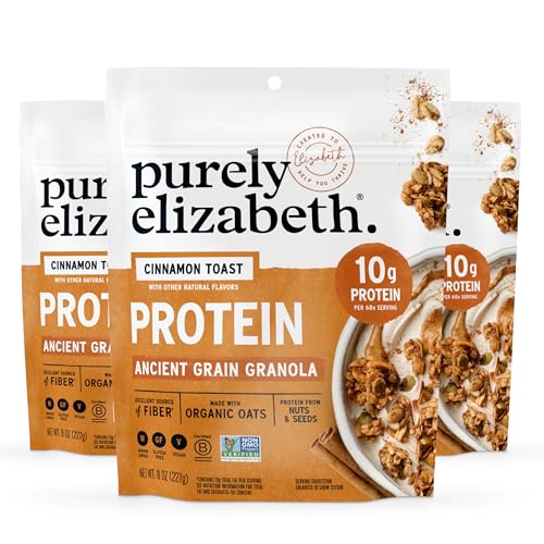 Purely Elizabeth, Protein Granola, Cinnamon Toast, 8oz Bags (3 Pack)