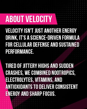 Velocity Iced Tea + Lemonade Energy Drink with Patented Glutathione Antioxidant Formula, Non-Carbonated, Zero Sugar, Keto, 12 Pack (16 oz Cans)