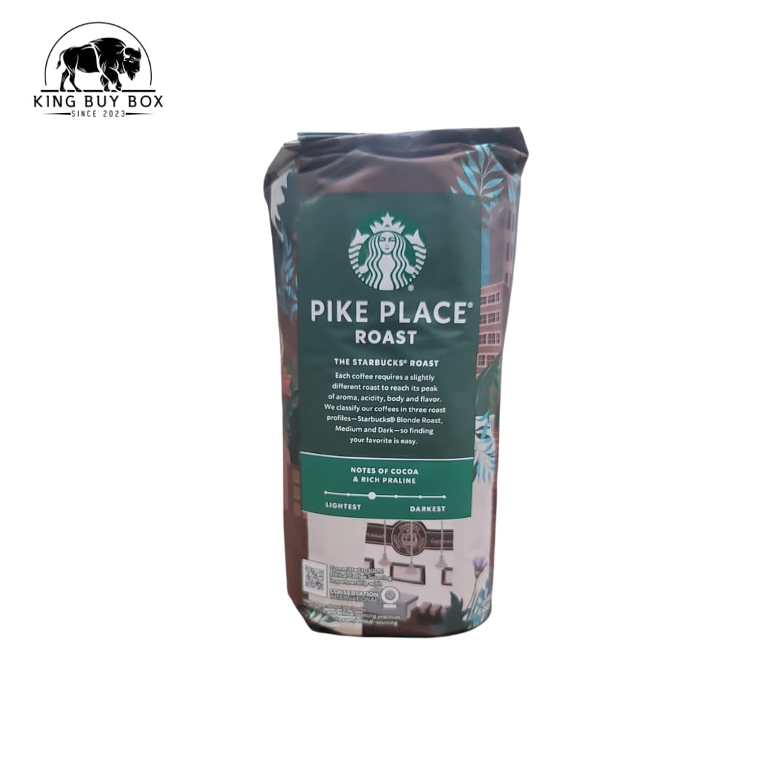 KING BUY BOX 1 PCS cup Bundle with Pike Place Medium Roast Ground Coffee Bag, 40 Ounce compatible with Starbucks