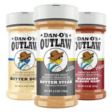 Dan-O’s Outlaw Seasoning Variety Pack - 3 Bottle Set - Butter Dust, Butter Steak & Blackened Bloody Mary - Bold Buttery & Blackened Spice Blends
