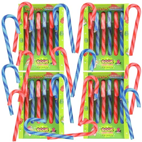 Sweetzo - Sour Christmas Candy Canes, Black Cherry and Blue Raspberry Flavored Treats, Holiday Party Favors, 2.64 Ounces Each (Pack of 4)