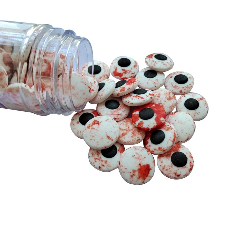2 Bottles Candy Eyeballs Bloody Red Eyes Cake Cupcake Toppers Cookie Decorations,Two Size Mixed, Edible Dessert Sprinkles for Halloween Christmas Cake