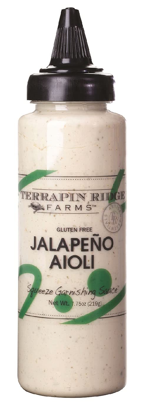 Terrapin Ridge Farms Jalapeno Aioli - Zesty Garnishing Sauce for Burgers, Sandwiches & Fries, Gluten Free, Keto Friendly -7.75 Ounce