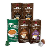 Don Francisco's and Cafe La Llave Espresso Capsule Variety Pack - 50 Recyclable Aluminum Pods Compatible with Nespresso Original Line Machines